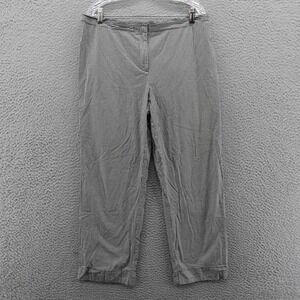 Talbots Gingham Stretch Pants 16 Black White‎ Pull On Ankle Womens Cotton Blend